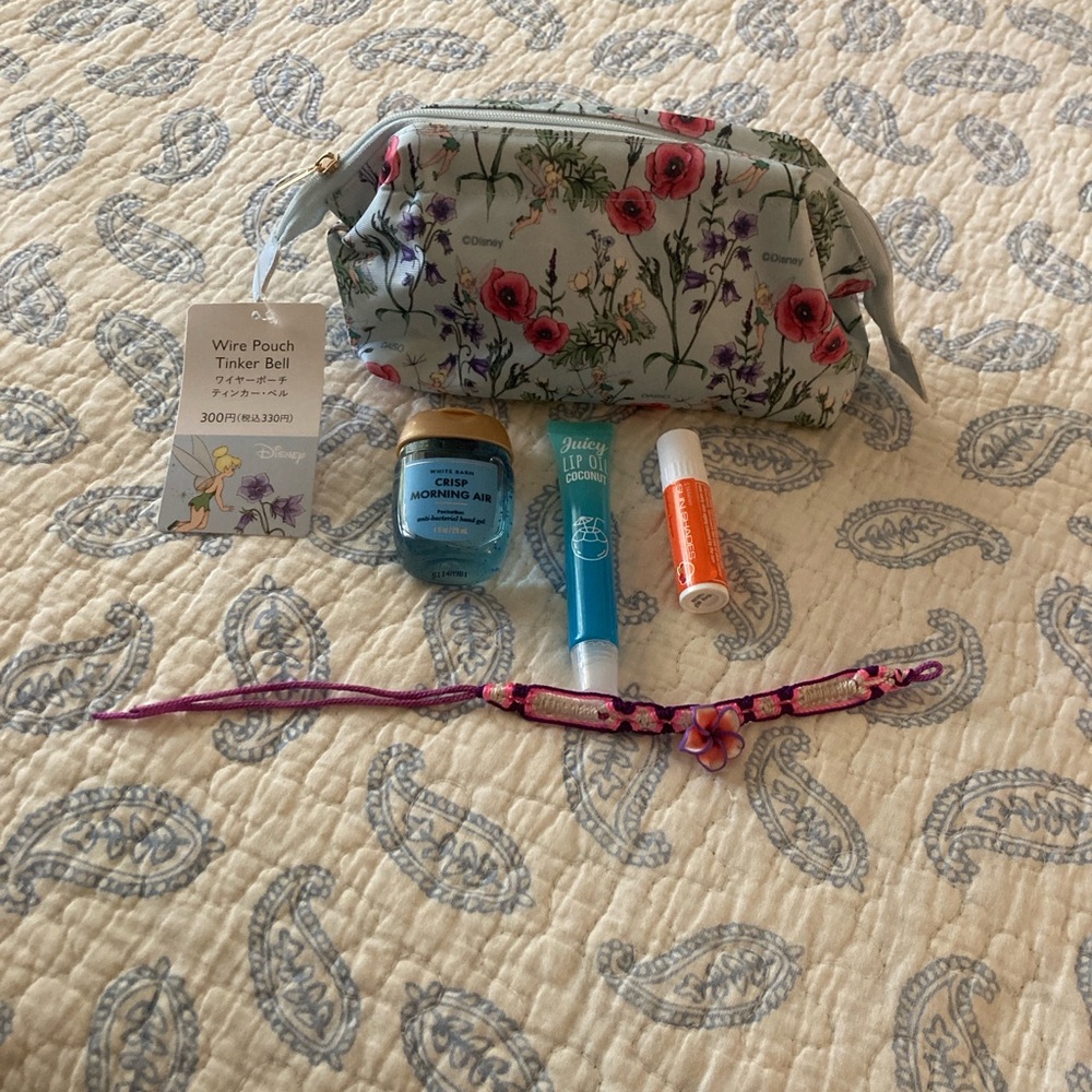 Disney Merchandise - Tinker-Bell Floral Pouch and Bracelet